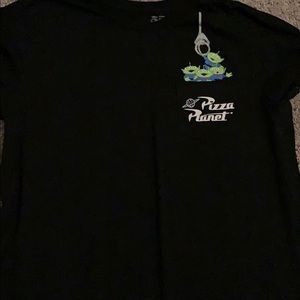 Black pizza planet toy story shirt